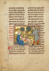 Ein Einhorn mit seinem Kopf im Schoß einer Jungfrau